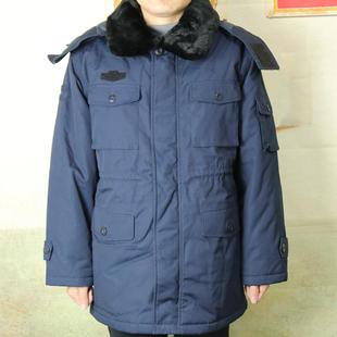 海藍藏青大衣男士 中长款 正品 冬季 常服棉袄大衣 加厚短款 老式