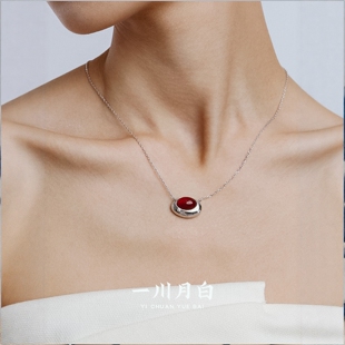 一川月白【宇宙之眼项链】时尚气质百搭纯银项链精致高级感简约