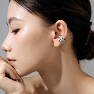 一川月白【岸屿来信】时尚气质手工925纯银耳饰简约百搭耳骨夹