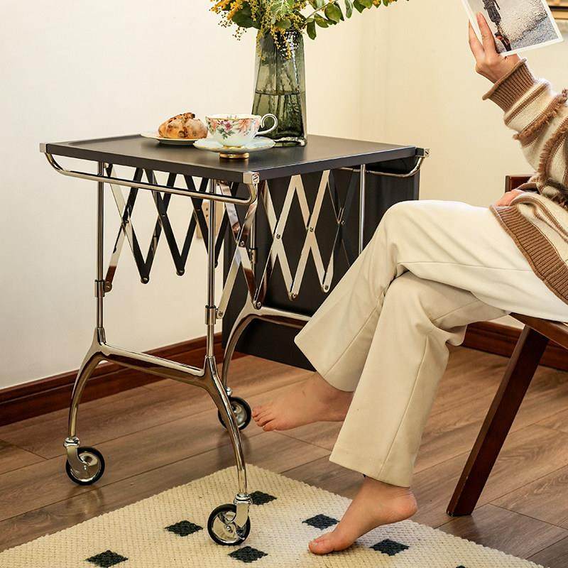所期|不锈钢小推车风琴折叠桌多功能餐车移动收纳置物架沙发边几,住宅家具,移动边几/推车,淘宝优惠券,粉丝福利购,淘宝优惠卷