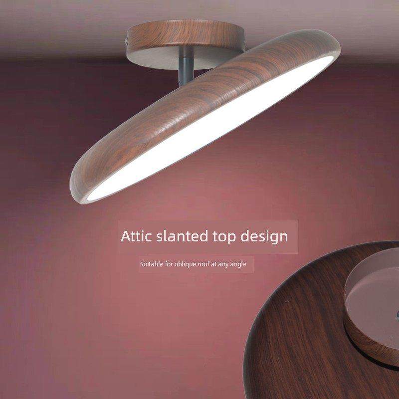 简约超薄入户玄关吸顶灯卧室阳台过道衣帽间斜顶安装胡桃木纹灯具