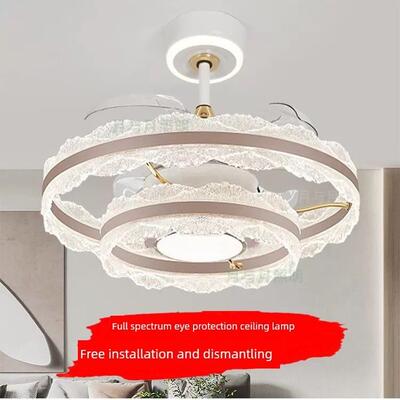 包安装客厅隐形风扇吊灯餐厅灯卧室简约现代轻奢吊扇灯2025年新款