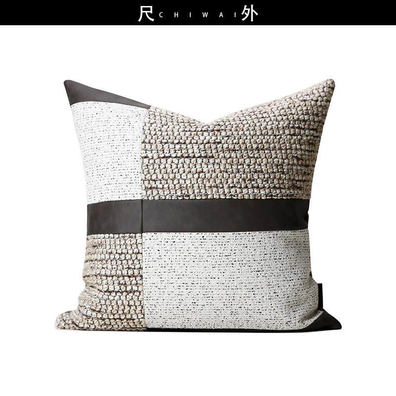 民宿样板间咖色拼接侘寂风高档轻奢沙发抱枕客厅靠枕正方形靠垫套,居家布艺,靠垫/抱枕,淘宝优惠券,粉丝福利购,淘宝优惠卷