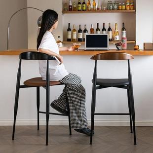 新款 吧椅家用靠背轻奢吧台凳子牛角铁艺高脚椅酒吧咖啡厅吧凳