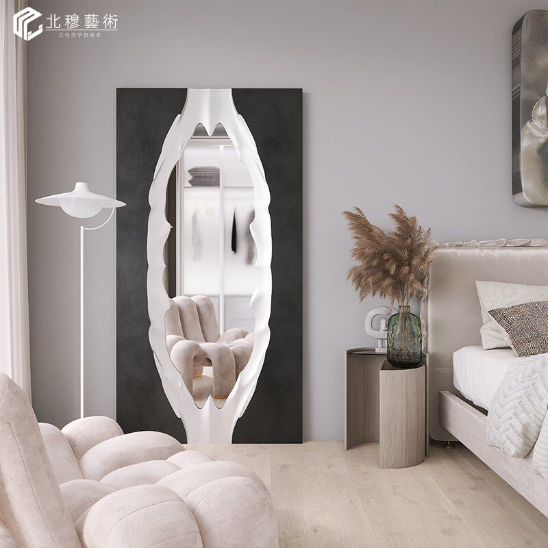 3D高档镜面服装店装饰画玄关全身镜衣帽间浮雕实物画美发店落地镜