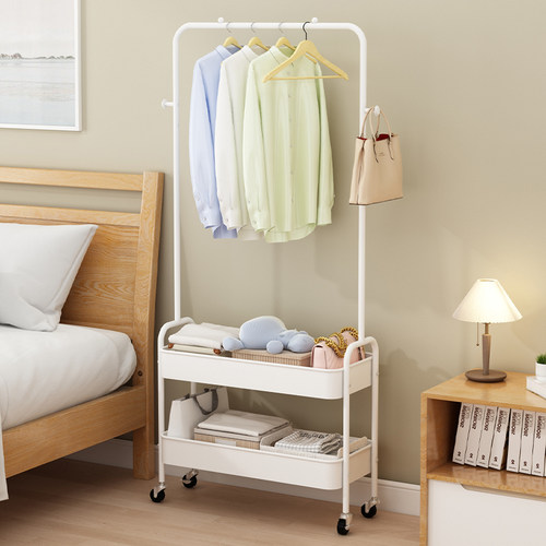 衣架落地卧室挂衣架移动床头放衣服家用网红晾衣架收纳简易衣帽架