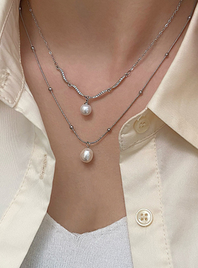 天然淡水珍珠树叶锆石吊坠项链女