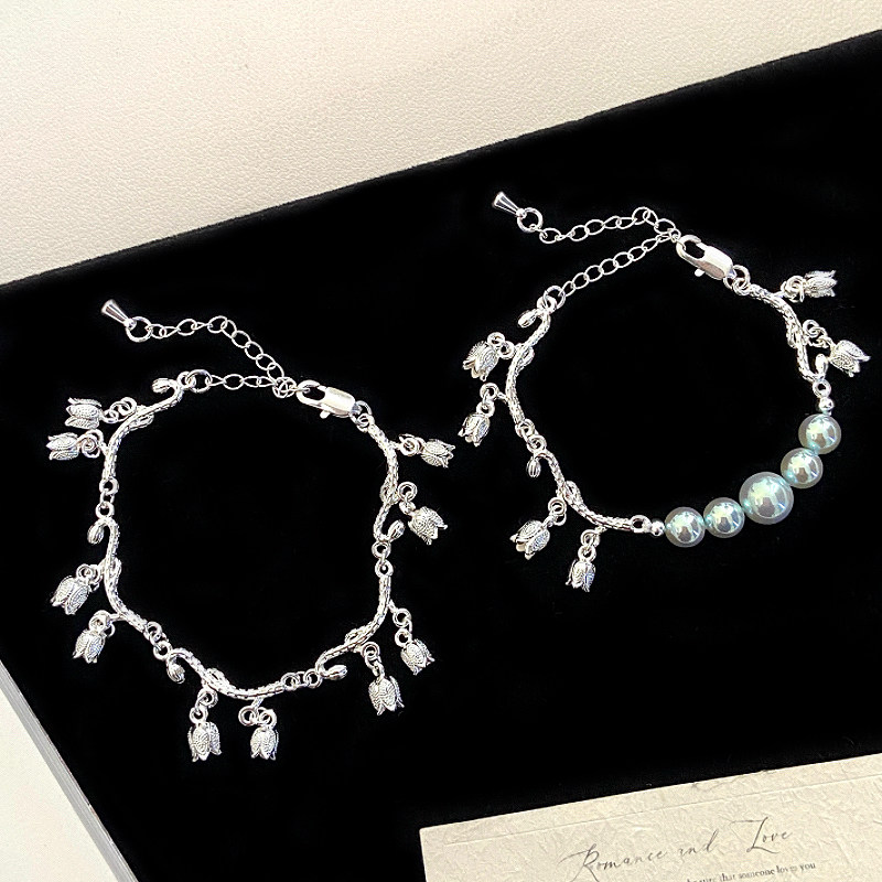 银色铃兰花流苏吊坠手链女人鱼姬色炫彩珍珠串珠手饰精致甜美配饰,饰品/流行首饰/时尚饰品新,手链,淘宝优惠券,粉丝福利购,淘宝优惠卷