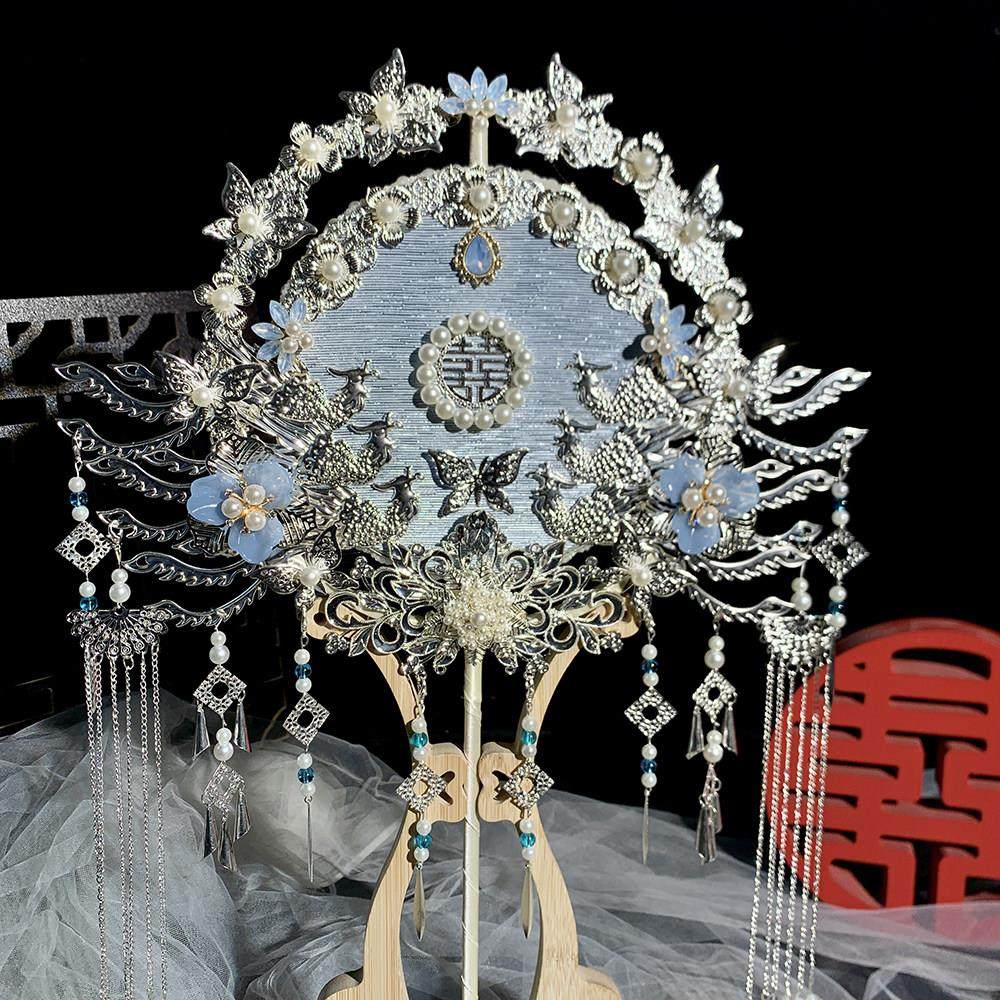 婚蓝色团扇结新娘式婚礼d中y材料包i成品WMJ双面高级出嫁喜扇送闺,家居饰品,工艺扇/团扇/喜扇/折扇,淘宝优惠券,粉丝福利购,淘宝优惠卷