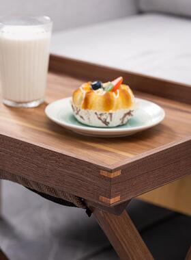 实木28269茶折叠小茶胡桃木台沙发边几樱木茶几桌托盘阳台户外桃