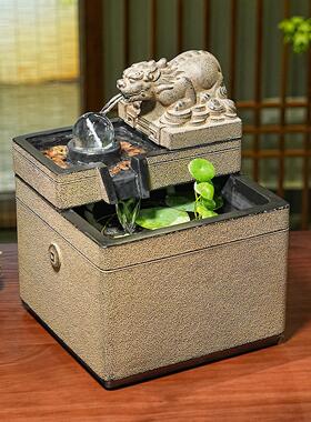 水摆流件循环水景财QWT貔貅用喷泉加湿器办公室茶室造景家生小鱼