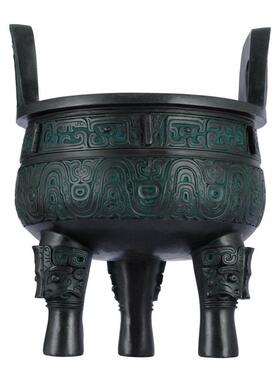 铜鼎摆件纯铜青铜鼎大克鼎古鼎香炉客厅办公室圆D-8938黄装彷饰开