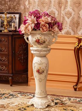 欧式罗马柱子摆件客档奢华大花瓶陶瓷饰落地QGP花高瓶厅插花艺装
