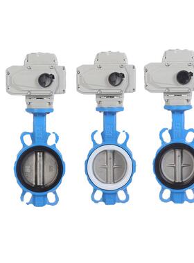 钢电蝶阀2D971X-16对夹式软密封四氟球墨不锈铸铁调节开关22动0V4