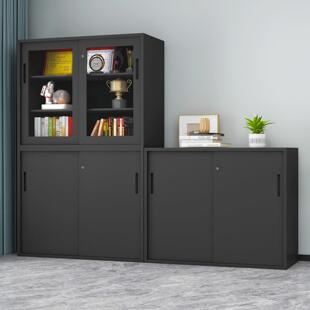 办公厚室推拉门推门文件拉柜档案信息柜加宽柜铁柜储物柜加带锁低