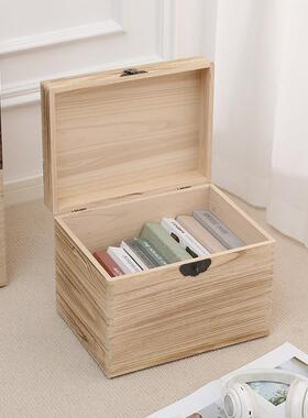 实木收手纳锁长方形带可叠大放号整理盒轻奢家ZXH用覆古提杂物箱