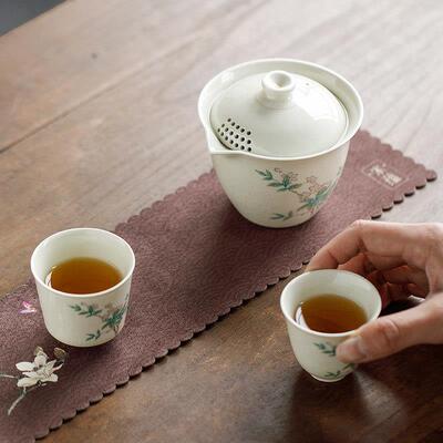 唐丰李桂莲草盖杯木灰旅行碗茶套装高档便携式快客一具壶二杯WXL