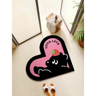 CHO小，狗浴室地板垫，淋浴房浴缸，快干免，防滑心形地毯，藻泥