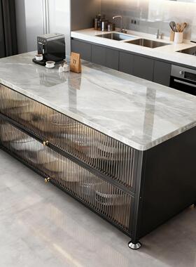 钢制储物柜边柜现代简约上翻式门厨餐岩板房台柜面54094大容量收