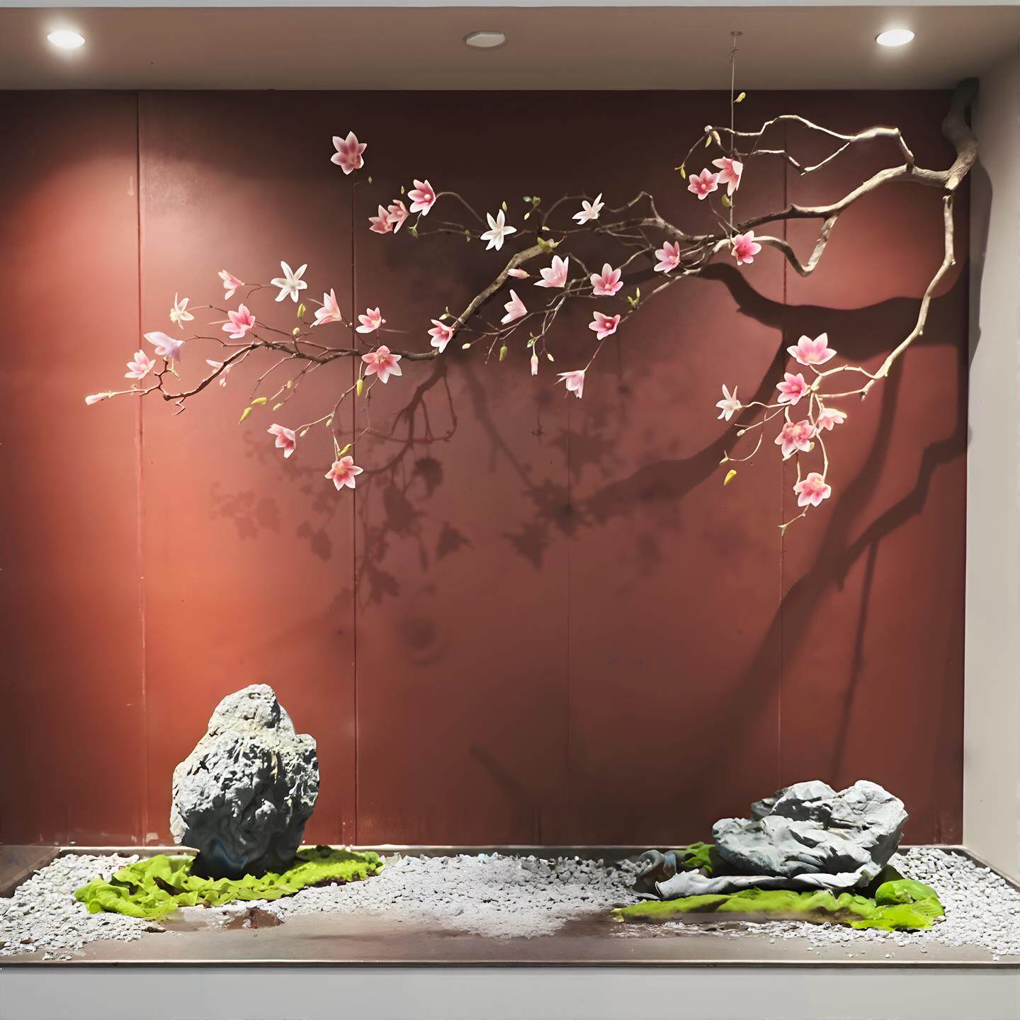 模拟花悬挂花树枝模树假花装拟饰花酒店景观天花树HBC面墙装饰枝