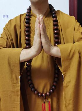 佛珠戴脖子的男士绿檀沙僧r同款红木108颗68颗54颗48颗紫檀木链