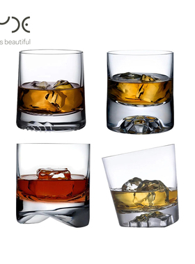 NUDE努德进口威士忌酒杯水晶玻璃刻花洋酒杯高档古典洋酒杯子手工