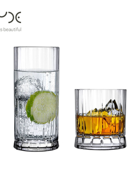 土耳其NUDE进口Wayne威士忌杯水杯水晶玻璃平底杯洋酒杯刻花高档