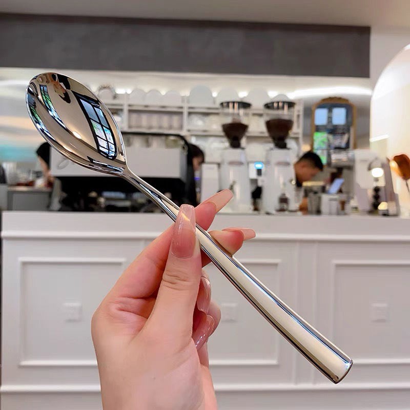 现货速发2025西餐勺加厚大柄18/10不锈钢级喝汤勺长柄大勺吃饭勺