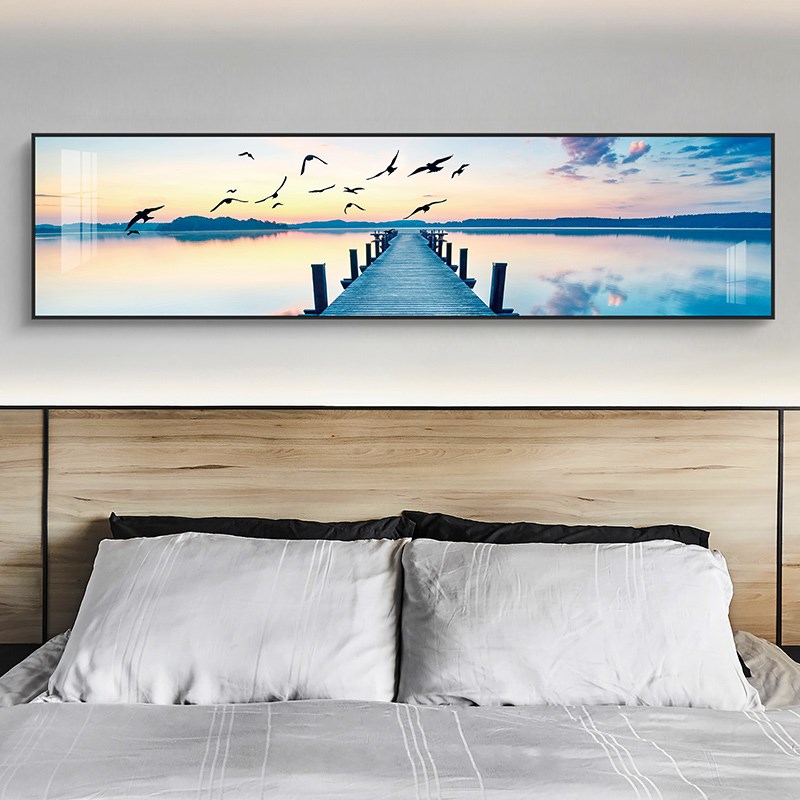 速发简约卧室装饰画横幅房边栈桥床头壁温馨海间画画北厅挂画