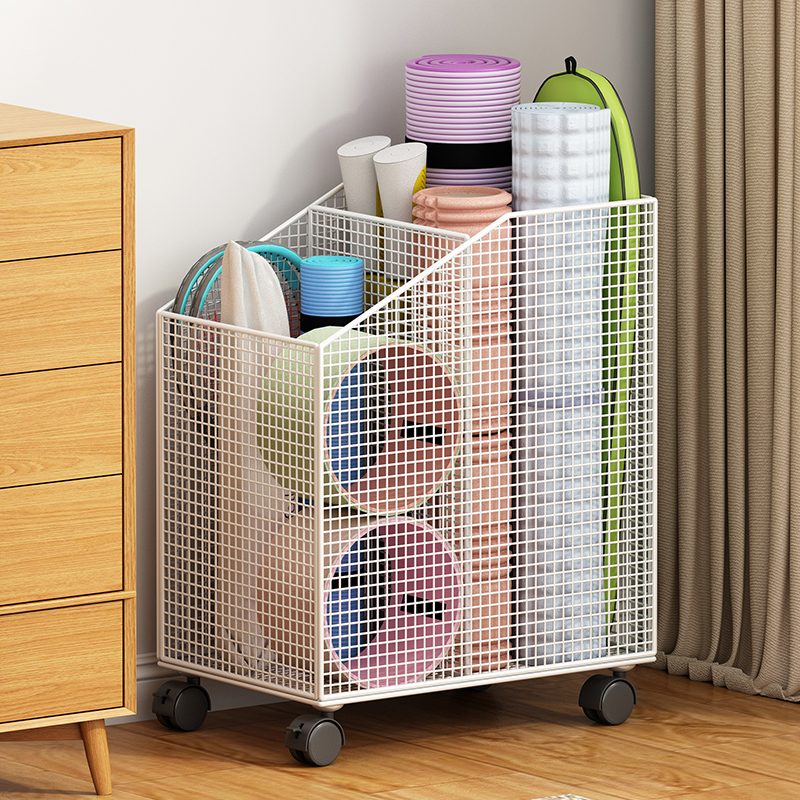 速发瑜伽垫收纳筐带轮健置器材收纳架篮球运动器材收纳桶枪玩具身