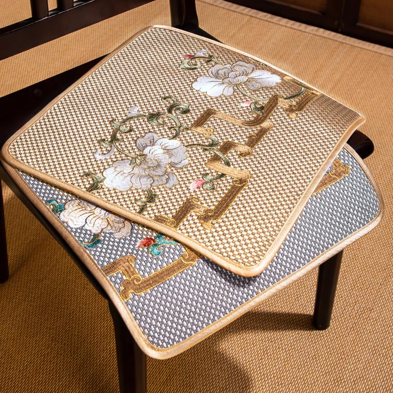 夏季款冰丝凉席坐垫实木餐桌椅子垫夏天办公室凳子垫茶椅圈椅凉垫