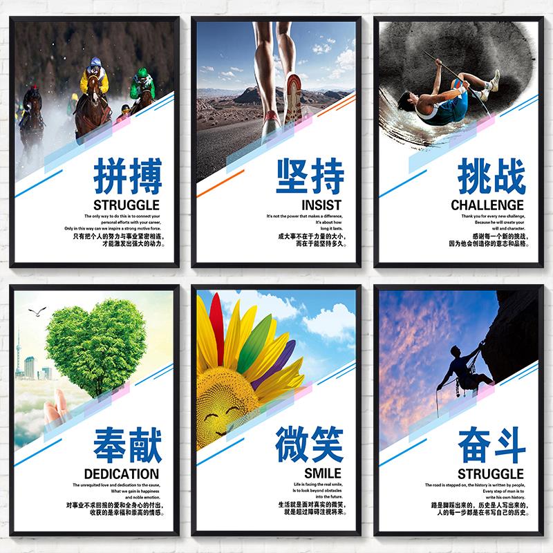 企业文化墙公司装饰画走廊名言励志标语会议室办公室挂画海报定制图片