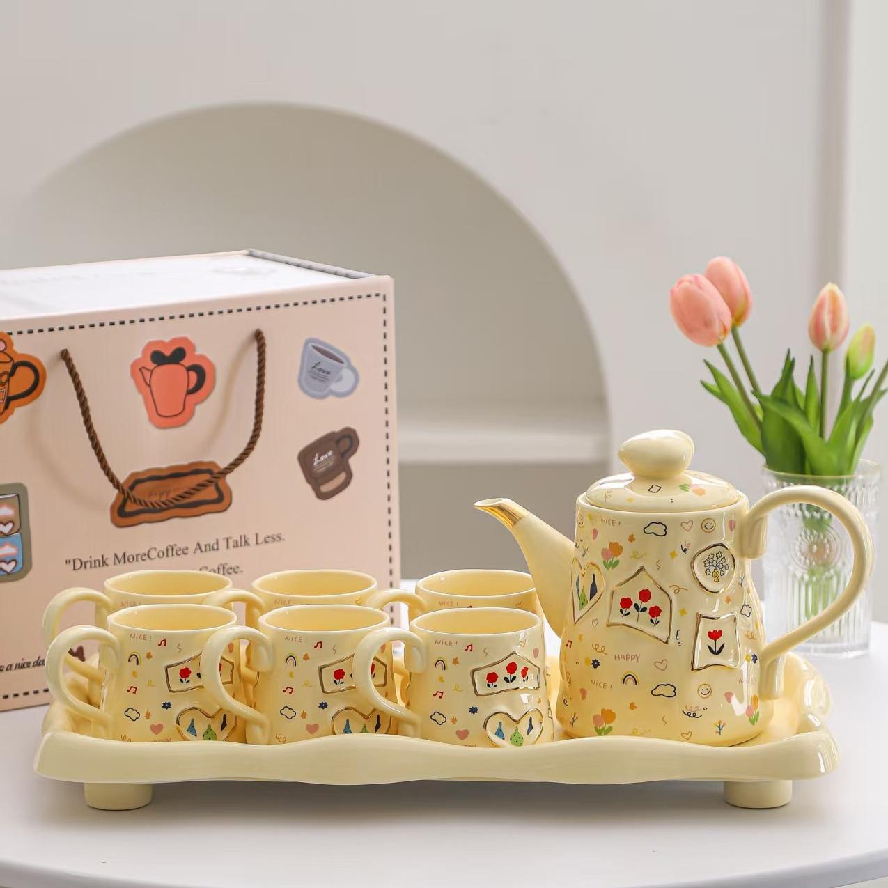 创意杯子套装陶瓷家用客厅水壶杯具套装乔迁新居礼品茶杯茶具套装
