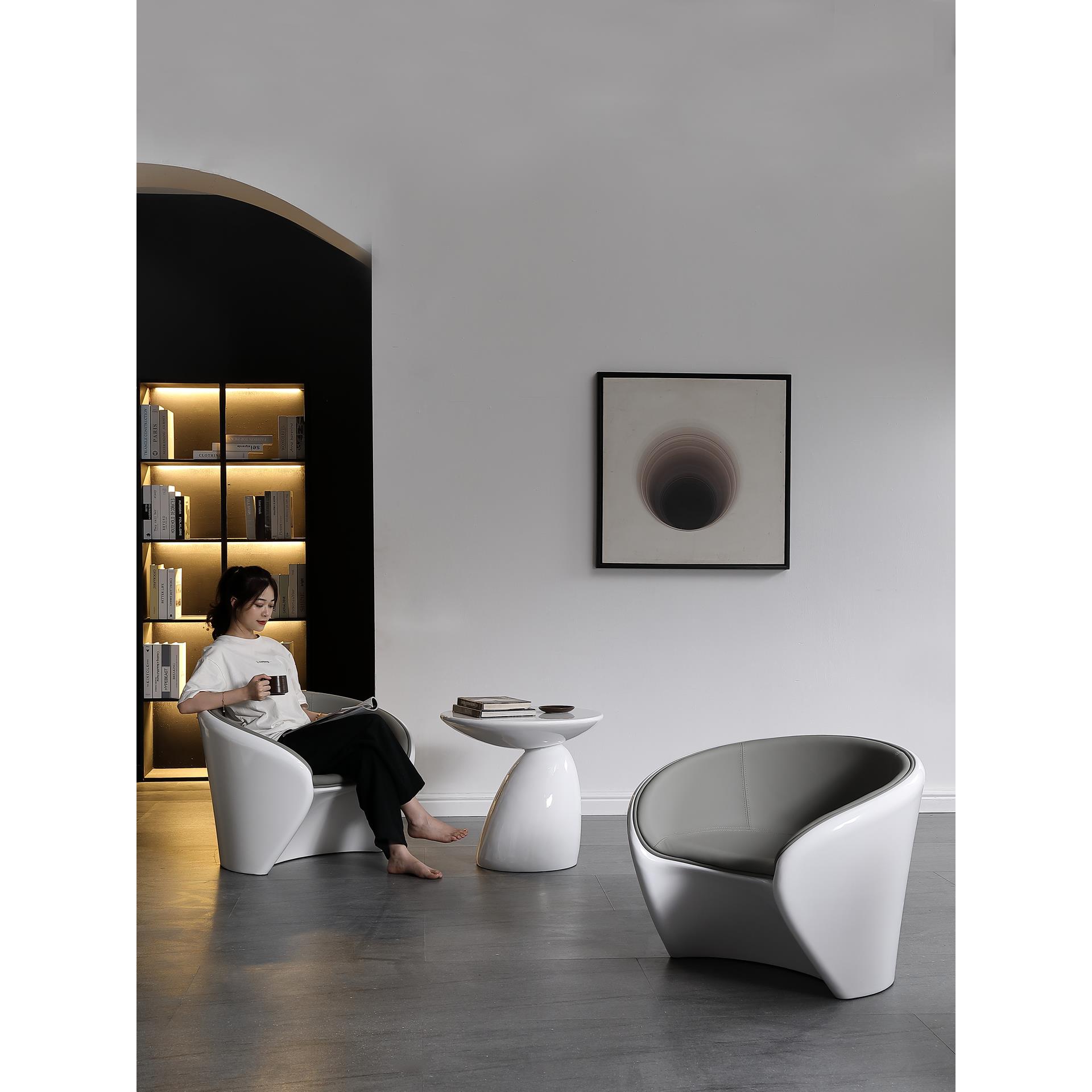 接待桌椅组合休息区酒店铺售楼部影楼会客沙发椅子洽谈椅圆形茶几