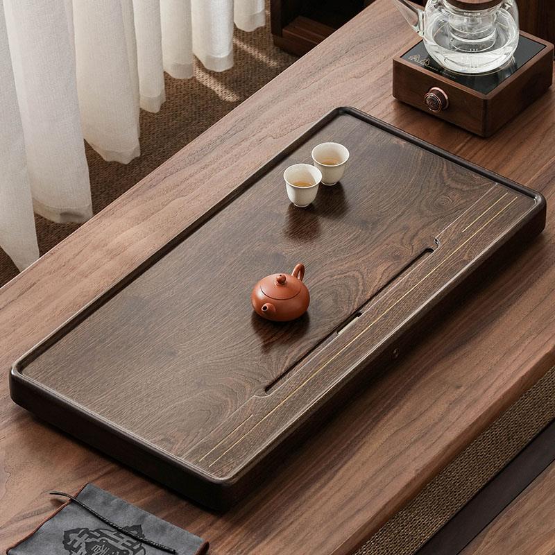 实木茶盘家用整块原木简约现代茶海排水式长方形客厅乌檀木小茶台