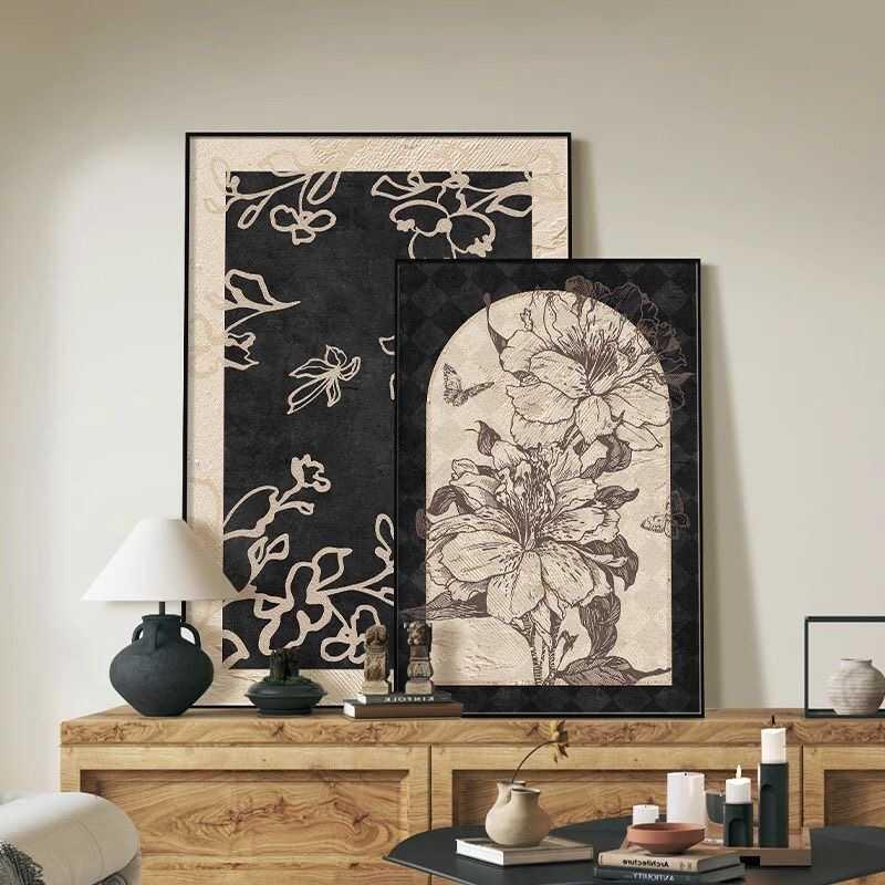 中古风电表箱装饰画法式复古客厅遮丑落地画桌面斗柜摆画挂画壁画