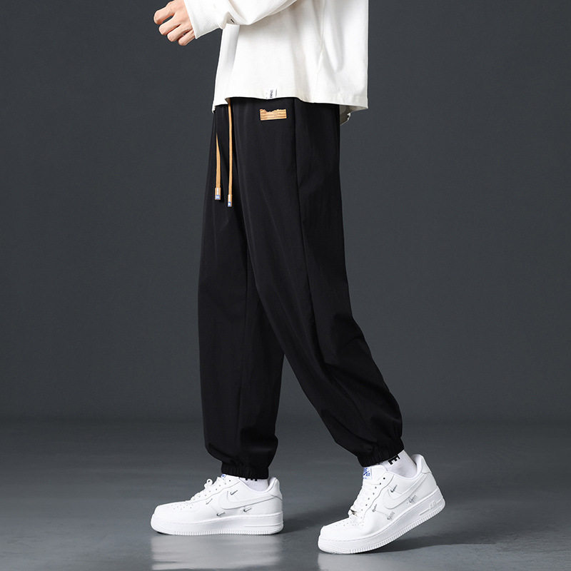 春秋季男ins裤子垂坠感阔腿裤宽松运动裤潮流束脚卫裤休闲长裤