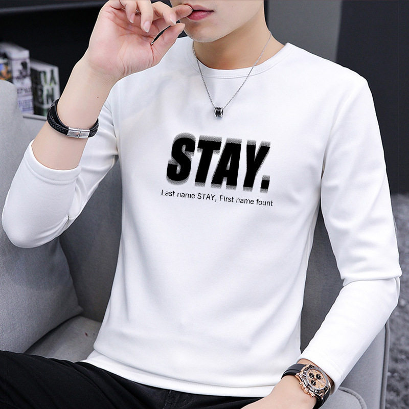 衫少服饰长袖t恤男士秋季新款薄款韩版修身潮流印花现货批发上衣