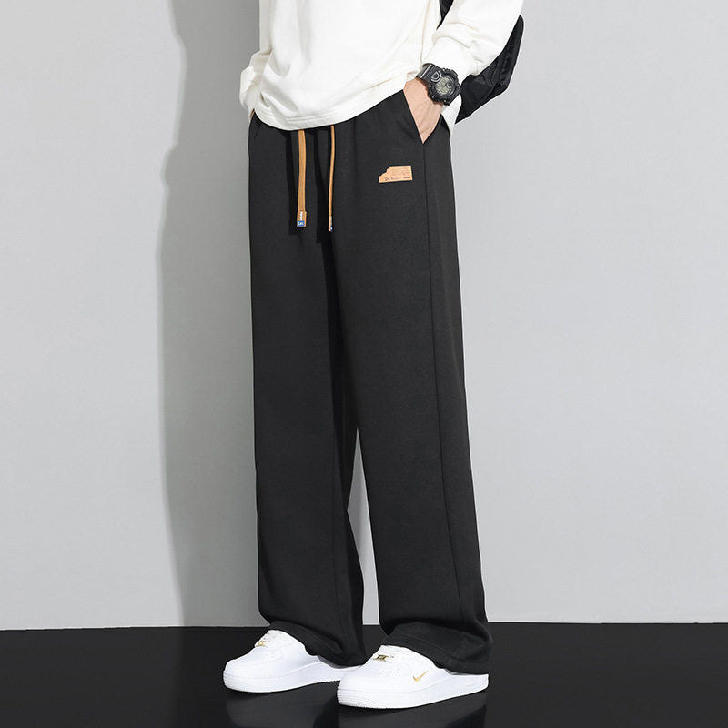 春秋季裤子男生2025新款秋季运动宽松垂坠感阔腿男生潮流直筒卫裤