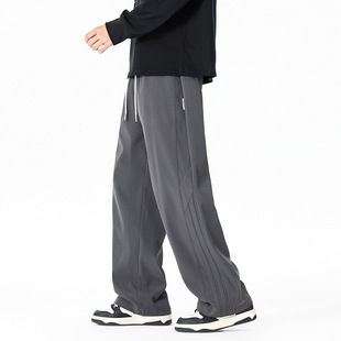 弯刀工装裤子男款2025秋季新款宽松直筒褶皱美式潮牌伞兵休闲长裤