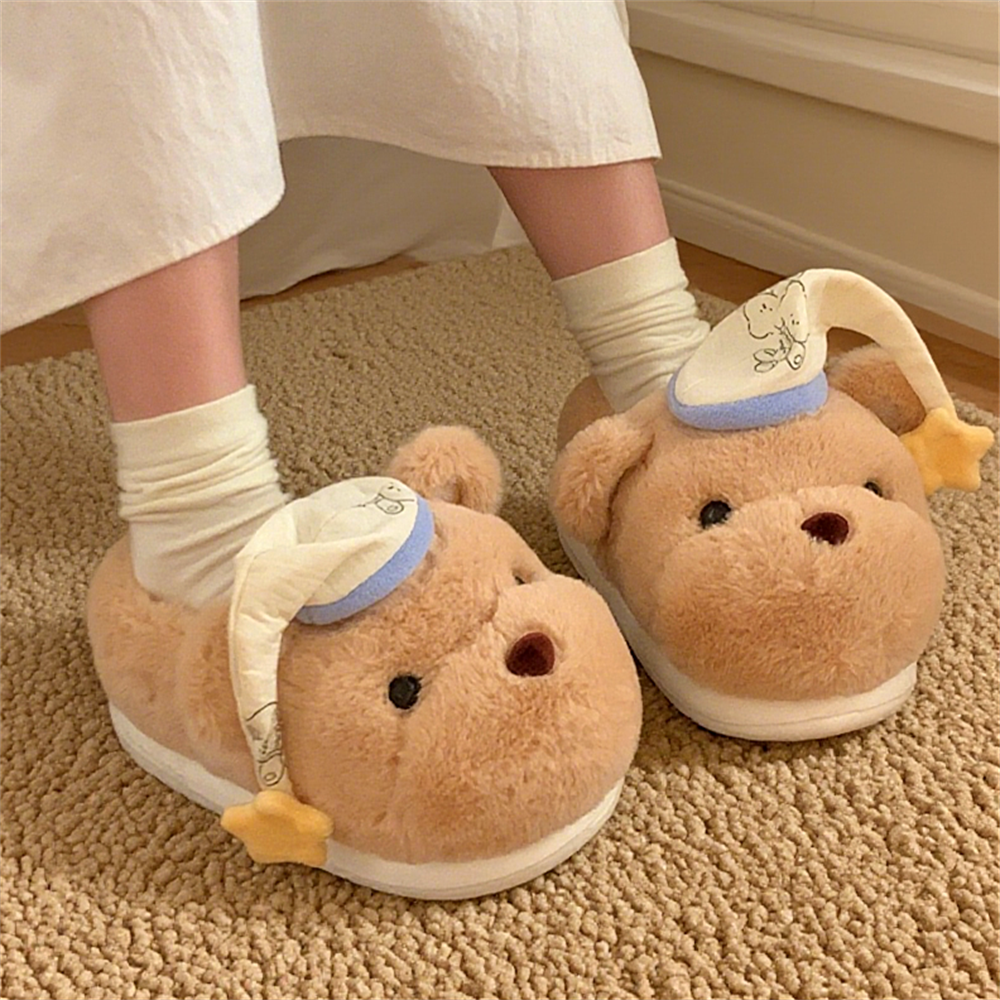 细细条保暖可爱睡帽小熊防滑少女心棉拖鞋居家毛绒绒月子鞋女冬季,居家布艺,居家棉拖/棉鞋,淘宝优惠券,粉丝福利购,淘宝优惠卷