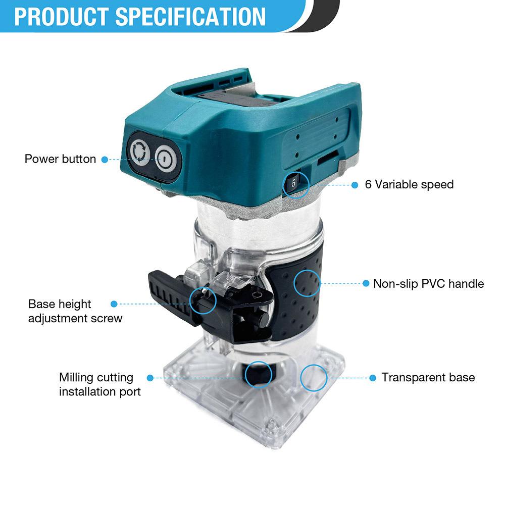 外贸适用电池无刷充电款修边机锂电电木铣多功能木工开槽机雕刻机