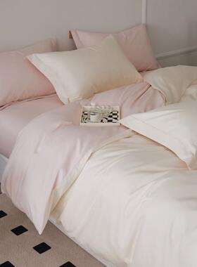 高级感60S长绒棉贡缎床单四件套全棉纯棉少女心被套床笠床上用品4
