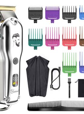 HATTEKER爆款金属电推剪智能液晶数显理发器发廊专用水洗电推子