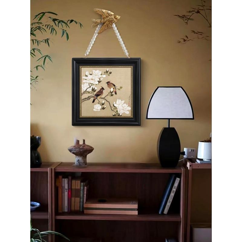 枇杷花鸟法式中古风玄关斗柜装饰画美式复古卧室挂画餐厅客厅壁画