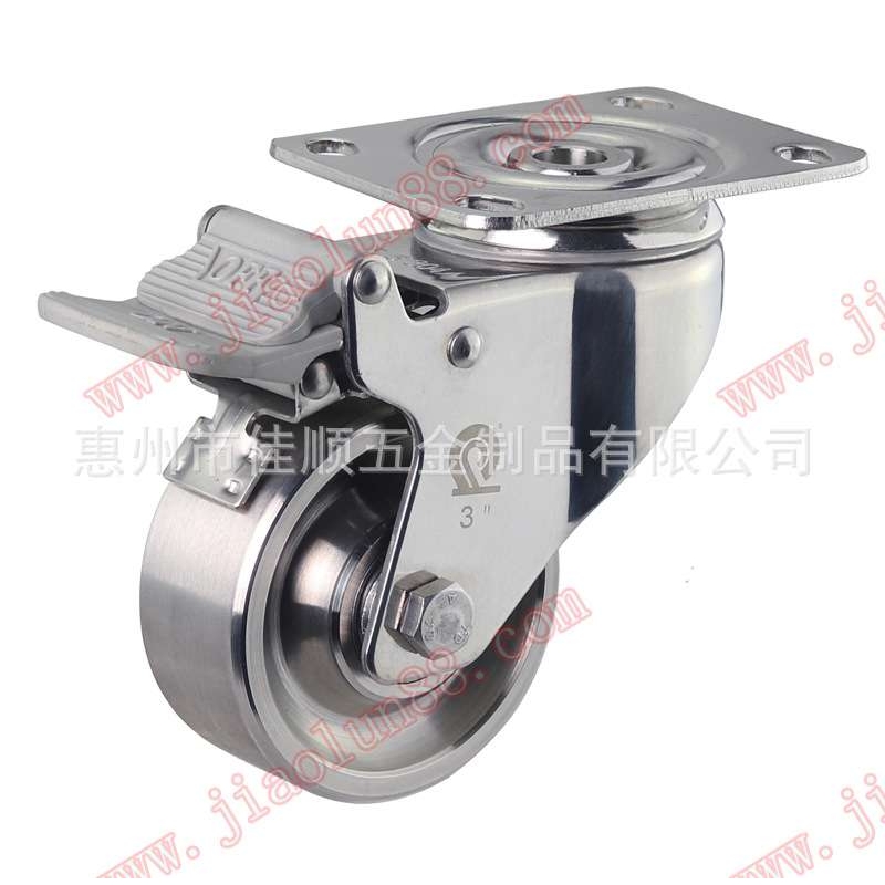 3寸全不锈钢刹车轮 SUS304万向轮 3寸刹车|全不锈钢轮 JALSON