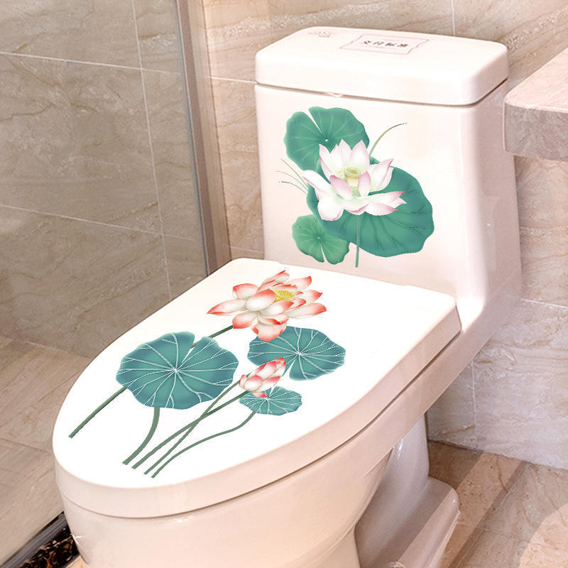 马桶贴马桶盖装饰墙贴纸卫生间厕所创意花卉坐便贴画自粘贴花防水图片