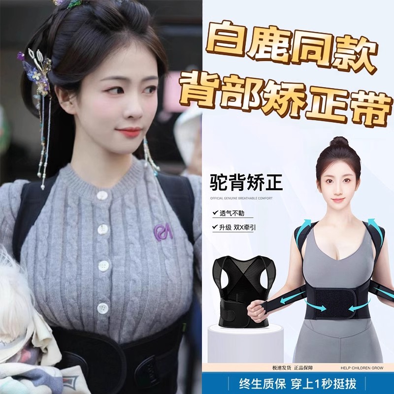日本白鹿同款矫姿带驼背矫正器男女士矫姿带背部拉伸矫正美背神器