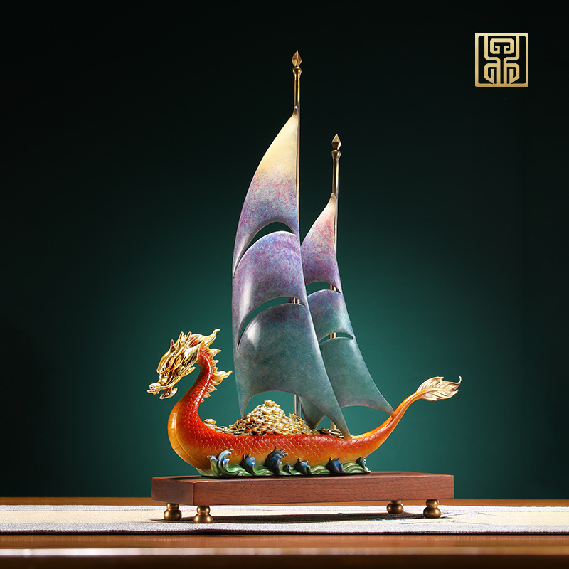 極速榮芙一帆風(fēng)順擺件定制紀(jì)念客廳辦公室帆船銅工藝開(kāi)業(yè)喬遷禮