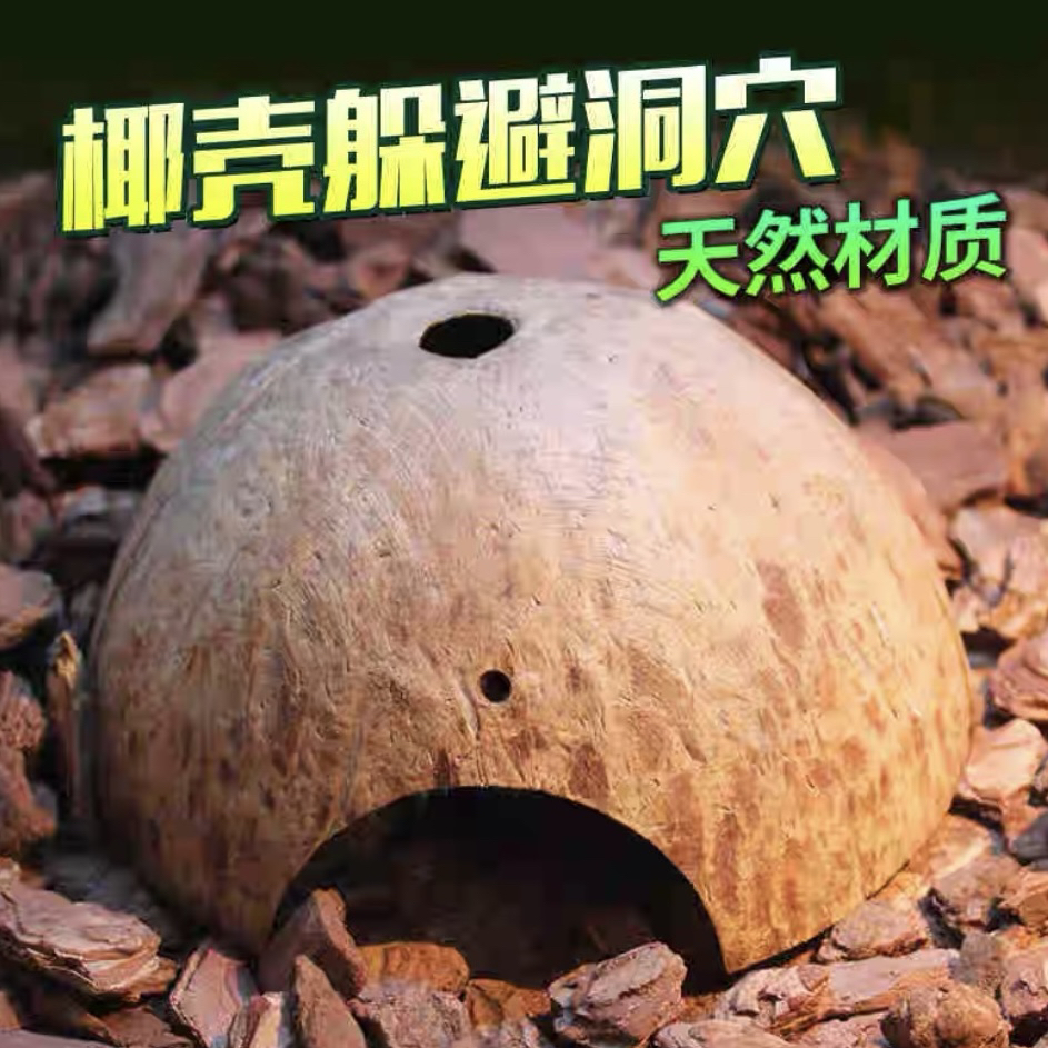 椰壳躲避窝爬宠箱造景装饰鬃师蜥蜴蛇龟仓鼠寄居蟹攀爬躲避窝